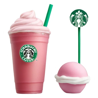 pink iced tea Starbucks drink next to a Starbucks cake pop sticker