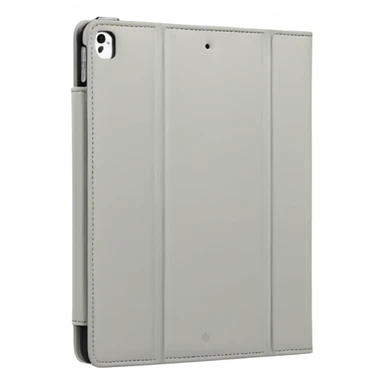 Closed forward facing Light grey trifold iPad cover. Plain no emojis or faces on the cover
 sticker