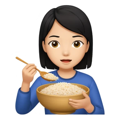 Asian eating rice sticker