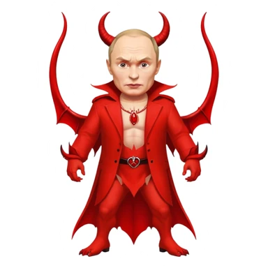 Putin as a devil, full body, detailed devil features sticker