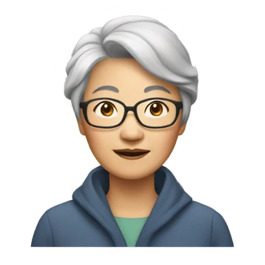older asian lady, short hai with no glasses sticker