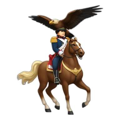 serious angry napoleon on horse hold golden eagle sticker