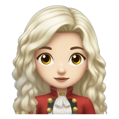 rpg-girl-with-long-white-hair-and-red-dress and black tights like chibi sticker