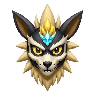 Skeletal Skinny Shiny Iridescent Dark Gloomy Edgy Gothic Cool Badass Jolteon-Houndoom-Manectric-fusion with a skull-cap-face-mask sticker