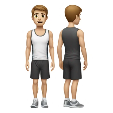 White guy brown hair holding lower back in pain. No mustache, wearing athletic clothes sticker