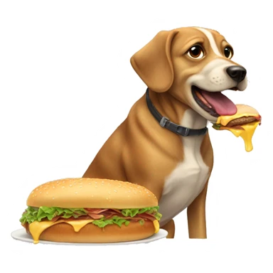 dog eating hambuguer sticker