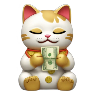 Maneki Neko holding bills sticker