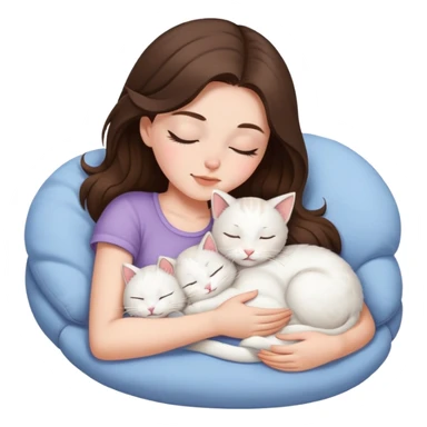 White kitty sleeping on brunette white girl's lap sticker