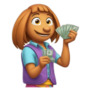 Swiper from dora holding some money sticker