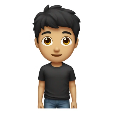 joven con pelo chino negro con playera del barcelona sticker