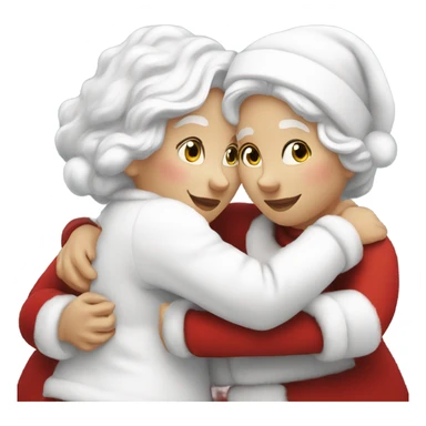 two white mrs claus hugging sticker
