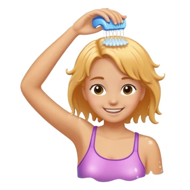 A girl washing her hair  sticker