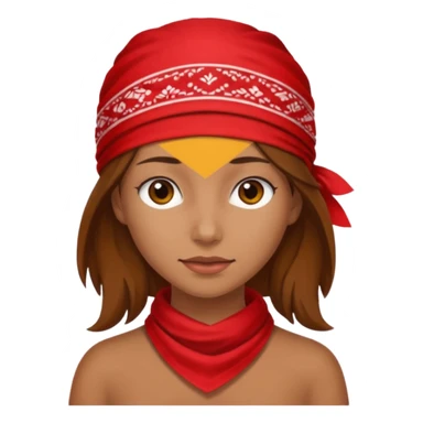 brown haired woman with wearing red bandana sticker