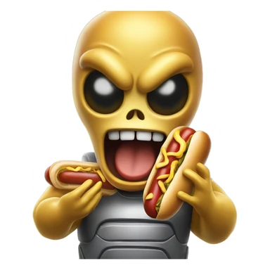 Angry cheese alien holding hotdogs  sticker