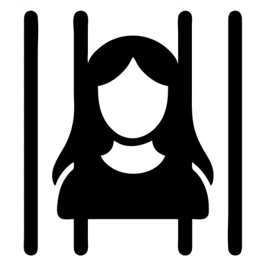 golden girl with long hair trapped in jail, solid filled icon sticker