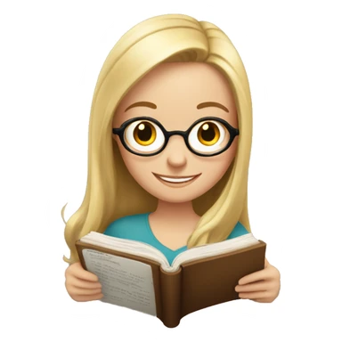 Happy white girl reading a book  sticker