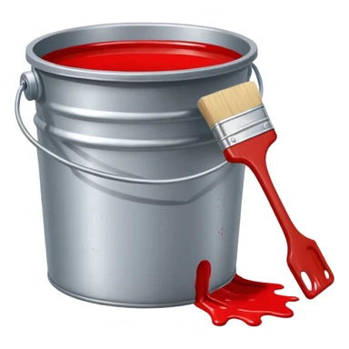 paint bucket, only bucket, spilled paint, red color,with out brush sticker
