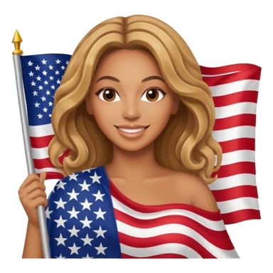 Beyonce with holding  american flag sticker