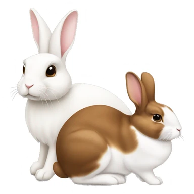 A white lopped eared rabbit sitting next to a brown and white lopped eared rabbit sticker