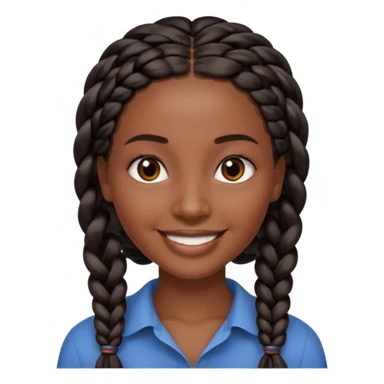 kenyan woman with long, black, braided hair in rows, brown eyes, pretty, round face sticker