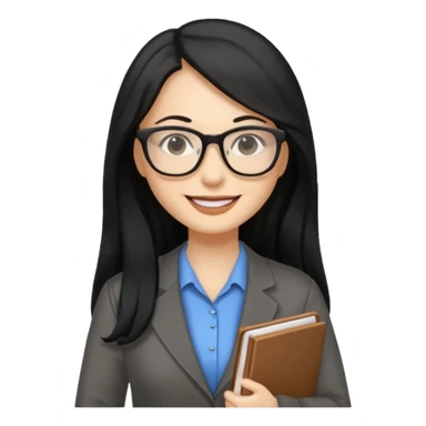 Women, professionals, teachers, black long hair, full body sticker