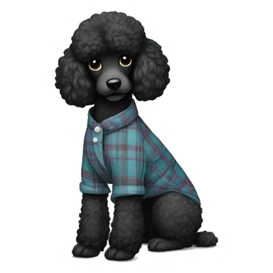 Black poodle in plaid pajamas  sticker