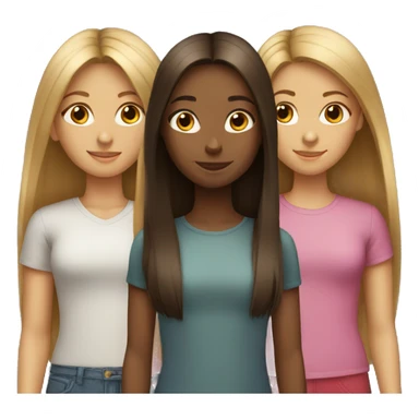 group of three girls with long straight hair sticker