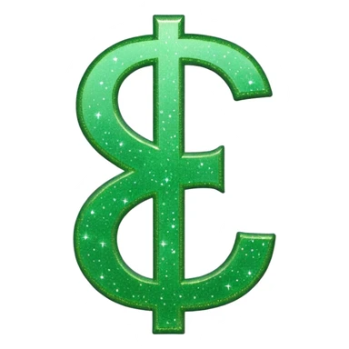 dollar sign with sparkles green color sticker