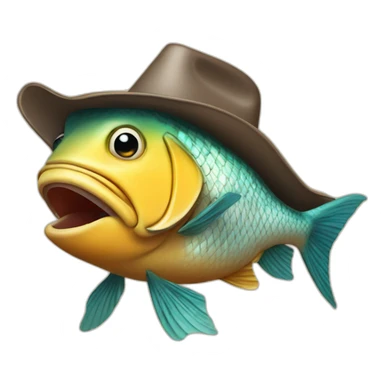 fish with a cowboy hat sticker