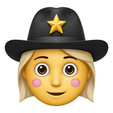 Crie um emoji com um chapéu de palhaço em preto e branco e com estrelinhas na cabeça como se o emoji estivesse tonto sticker