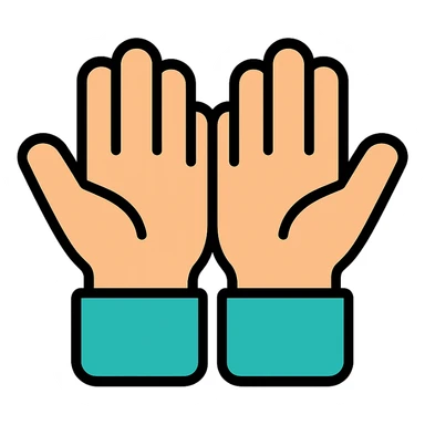 begging hands, palms up, open colored icon sticker