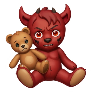 Devil hurting a teddy bear sticker