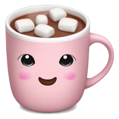 Light Pink mug of hot chocolate with marshmallows  sticker