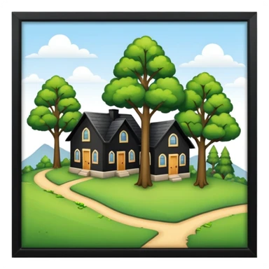 a piece of land with trees and houses sticker