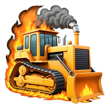 bulldozer on fire sticker