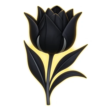 Add a subtle glowing effect around the goth tulip. Keep the background transparent. The style should resemble apple emoji style with clean, smooth, and colorful details typical of apple emojis. sticker