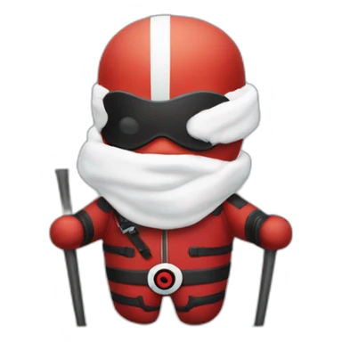 Dead pool qui fait du ski alpin sticker