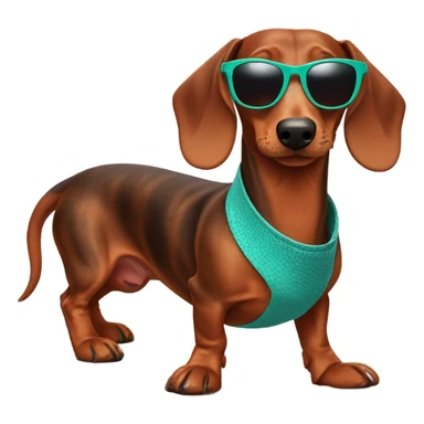 Red dachshund with pit viper sunglasses sticker