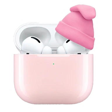 light pastel pink AirPods pro with pink christmas hat sticker