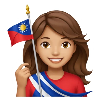 white wavy brown hair girl pinoy flag sticker