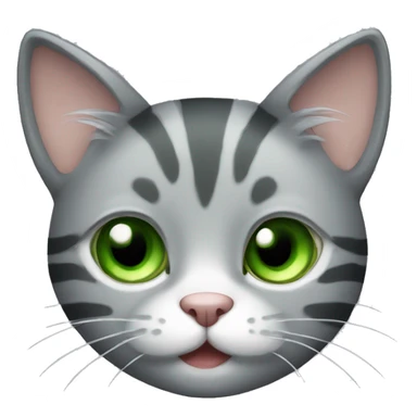 Cute and fluffy grey cat with stripes and green eyes sticker