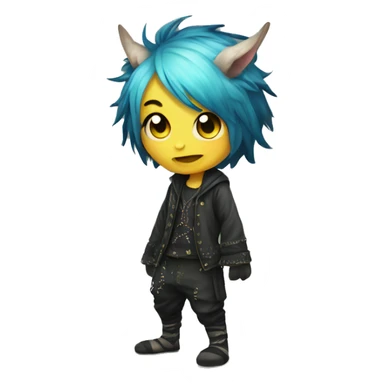 an edgy cute kawaii vernid-fionbri with splash patterns full body sticker