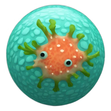 3d sphere with a cartoon Tropical coral skin texture sticker