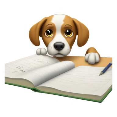 Dog writing exam sticker