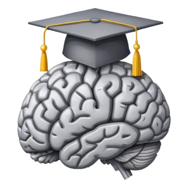 generate me a pixel art of a brain with a graduation cap. hmph. sticker