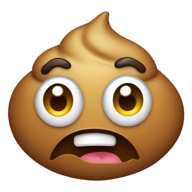 poop emoji with nervous smile and sweat drop sticker