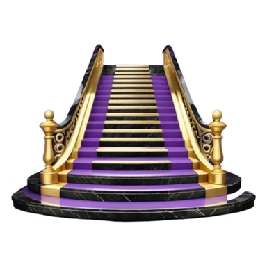 Luxurious black marble hallway stairs with gold and white accents  with with violet accents sticker