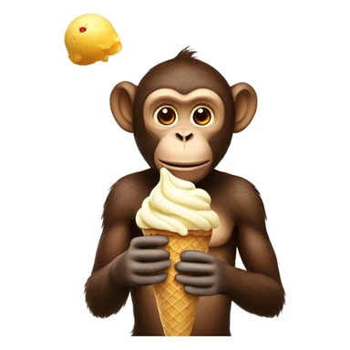 Monkey holding ice cream sticker