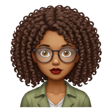 Faz uma zombie feminina parda, muito bonita, cabelo cacheado, óculos de grau e olhos castanhos sticker