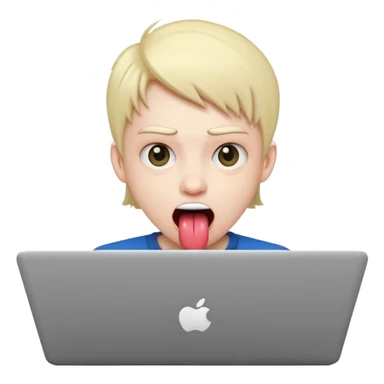 student with laptop, tongue out, crazy expression sticker